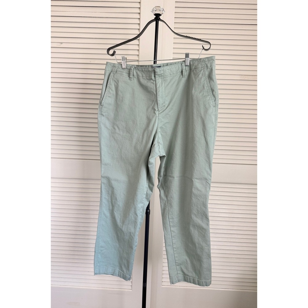 Lands End Womens Size 18 Sage Green Chino Pants Straight Leg Stretch Twill